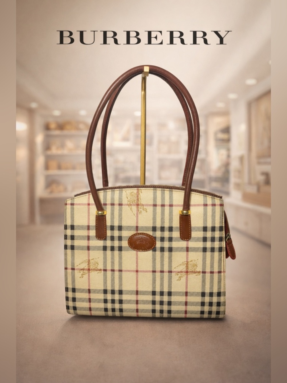 Vintage Burberry’s Haymarket Check Shoulder Bag 90s Nova Plaid Handbag
